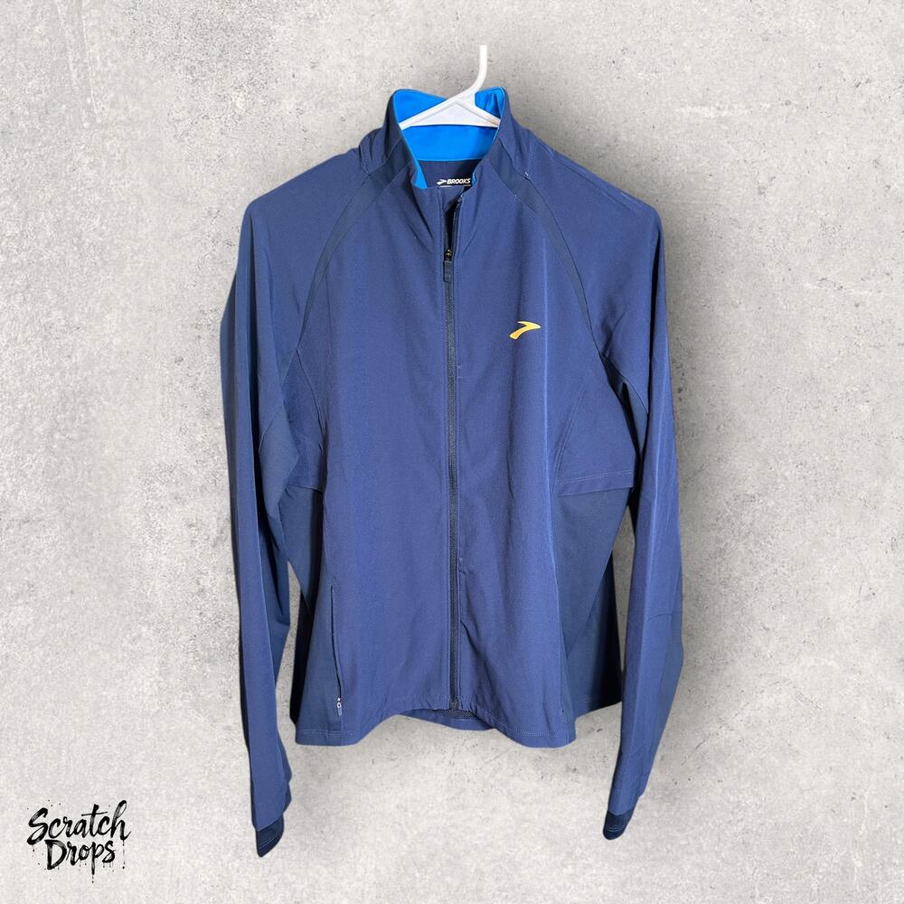 Brooks Men's Fusion Hybrid Jacket Navy Blue Lightweight Activewear Size L